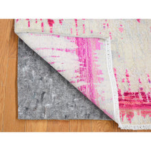 Load image into Gallery viewer, 2&#39;x3&#39;2&quot; Ivory And Pink, Cardiac Design, Silk With Textured Wool, Modern, Hand Knotted, Mat, Oriental Rug FWR482466