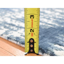 Load image into Gallery viewer, 2&#39;1&quot;x3&#39;1&quot; Ivory And Shades Of Blue, Cardiac Design, Silk With Textured Wool, Modern, Hand Knotted, Mat, Oriental Rug FWR482496