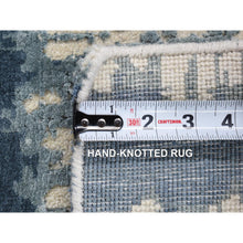 Load image into Gallery viewer, 2&#39;1&quot;x3&#39;1&quot; Ivory And Shades Of Blue, Cardiac Design, Silk With Textured Wool, Modern, Hand Knotted, Mat, Oriental Rug FWR482496