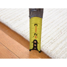 Load image into Gallery viewer, 2&#39;1&quot;x2&#39;1&quot; Ivory, Modern, Stripe Design, Cut And Loop Pile, Silk With Textured Wool, Hand Loomed, Square, Oriental Rug FWR482508