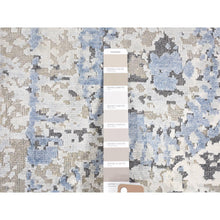 Load image into Gallery viewer, 2&#39;1&quot;x2&#39;1&quot; Beige, Silk With Textured Wool, Broken Circle Design, Sample Fragment, Hand Knotted, Oriental Rug FWR482514