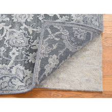 Load image into Gallery viewer, 2&#39;1&quot;x2&#39;1&quot; Gray, Silk with Textured Wool, Hand Knotted, Oushak Influence, Sample Fragment, Oriental Rug FWR482532