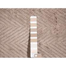 Load image into Gallery viewer, 2&#39;1&quot;x3&#39; Mocha Brown, Wool and Plant Based Silk, Modern Chevron Design, Hand Loomed, Mat Oriental Rug FWR482562