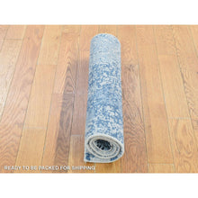 Load image into Gallery viewer, 2&#39;x3&#39;2&quot; Light Gray With Touches Of Blue, Modern Design, 100% Wool, Hand Knotted, Mat Oriental Rug FWR482568