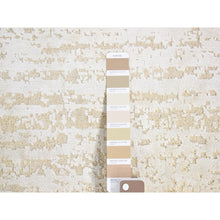Load image into Gallery viewer, 2&#39;x3&#39; Ivory, Modern Design, Pure Silk With Textured Wool, Hand Knotted, Mat Oriental Rug FWR482580