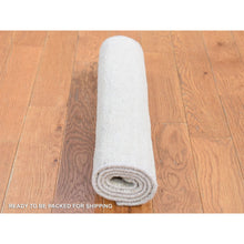 Load image into Gallery viewer, 2&#39;x3&#39; Ivory, Modern Design, Pure Silk With Textured Wool, Hand Knotted, Mat Oriental Rug FWR482580