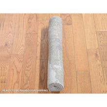 Load image into Gallery viewer, 2&#39;x2&#39;10&quot; Light Gray, Textured Wool With Plant Based Silk, Modern Abstract Design, Hand Knotted, Mat Oriental Rug FWR482598