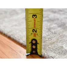 Load image into Gallery viewer, 2&#39;x2&#39;10&quot; Light Gray, Textured Wool With Plant Based Silk, Modern Abstract Design, Hand Knotted, Mat Oriental Rug FWR482598