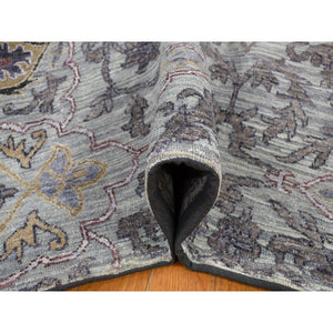 9'x12' Silver Gray, The Maharaja Design, Silk With Textured Wool Hand Knotted, Oriental Rug FWR482706