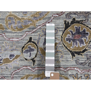 9'x12' Silver Gray, The Maharaja Design, Silk With Textured Wool Hand Knotted, Oriental Rug FWR482706