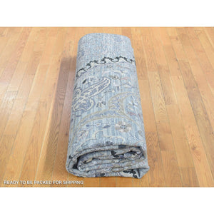 9'x12' Silver Gray, The Maharaja Design, Silk With Textured Wool Hand Knotted, Oriental Rug FWR482706