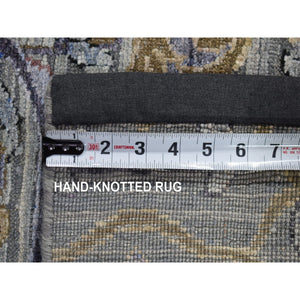 9'x12' Silver Gray, The Maharaja Design, Silk With Textured Wool Hand Knotted, Oriental Rug FWR482706