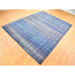9'x12'2" Colorful, Modern Leaf Design, Sari Silk and Textured Wool Hand Knotted, Oriental Rug FWR482718