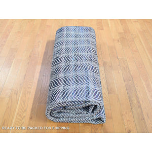 9'x12'2" Colorful, Modern Leaf Design, Sari Silk and Textured Wool Hand Knotted, Oriental Rug FWR482718