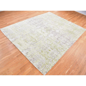 9'x11'9" Light Gray, Hand Knotted Wool And Silk, Transitional/modern Design Tone On Tone, Oriental Rug FWR482724