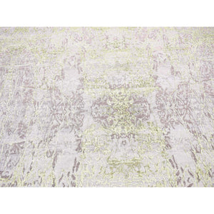 9'x11'9" Light Gray, Hand Knotted Wool And Silk, Transitional/modern Design Tone On Tone, Oriental Rug FWR482724