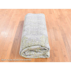 9'x11'9" Light Gray, Hand Knotted Wool And Silk, Transitional/modern Design Tone On Tone, Oriental Rug FWR482724