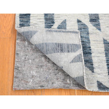 Load image into Gallery viewer, 2&#39;1&quot;x3&#39;2&quot; Ivory, Modern Geometric Design, Pure Silk With Textured Wool Hand Knotted, Mat Oriental Rug FWR482760