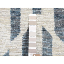 Load image into Gallery viewer, 2&#39;1&quot;x3&#39;2&quot; Ivory, Modern Geometric Design, Pure Silk With Textured Wool Hand Knotted, Mat Oriental Rug FWR482760