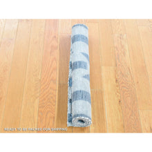 Load image into Gallery viewer, 2&#39;1&quot;x3&#39;2&quot; Ivory, Modern Geometric Design, Pure Silk With Textured Wool Hand Knotted, Mat Oriental Rug FWR482760