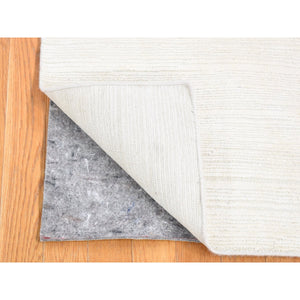 2'1"x2'1" Ivory, Hand Knotted Modern Design, Silk with Textured Wool, Sample Fragment, Mat Square Oriental Rug FWR482778