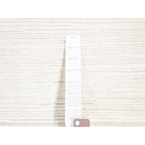 2'1"x2'1" Ivory, Hand Knotted Modern Design, Silk with Textured Wool, Sample Fragment, Mat Square Oriental Rug FWR482778