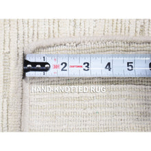 Load image into Gallery viewer, 2&#39;1&quot;x2&#39;1&quot; Ivory, Hand Knotted Modern Design, Silk with Textured Wool, Sample Fragment, Mat Square Oriental Rug FWR482778