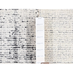 1'1"x1'1" Ivory, Hand Knotted, 100% Wool, Oriental, One Lot Pair Of Modern Table Top Rugs FWR482970