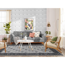 Load image into Gallery viewer, 6&#39;x9&#39; Cream Color, Small Intricate Repetitive Design, Cropped Thin, Pure Wool Hand Knotted Oriental Rug FWR483024