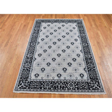 Load image into Gallery viewer, 6&#39;x9&#39; Cream Color, Small Intricate Repetitive Design, Cropped Thin, Pure Wool Hand Knotted Oriental Rug FWR483024