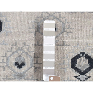 6'x9' Cream Color, Small Intricate Repetitive Design, Cropped Thin, Pure Wool Hand Knotted Oriental Rug FWR483024