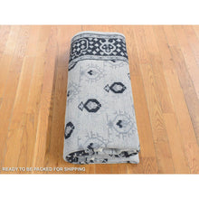 Load image into Gallery viewer, 6&#39;x9&#39; Cream Color, Small Intricate Repetitive Design, Cropped Thin, Pure Wool Hand Knotted Oriental Rug FWR483024