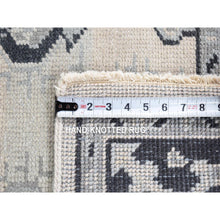 Load image into Gallery viewer, 6&#39;x9&#39; Cream Color, Small Intricate Repetitive Design, Cropped Thin, Pure Wool Hand Knotted Oriental Rug FWR483024