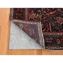 Load image into Gallery viewer, 4&#39;7&quot;x6&#39;9&quot; Navy Blue, Antique Persian Tabriz Full Pile ,Clean and Soft to the Touch, Rare Mustaffi Design, Pure Wool, Hand Knotted Oriental Rug FWR483030