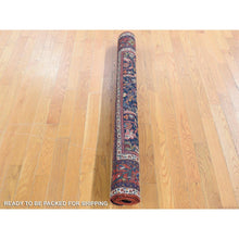 Load image into Gallery viewer, 4&#39;7&quot;x6&#39;9&quot; Navy Blue, Antique Persian Tabriz Full Pile ,Clean and Soft to the Touch, Rare Mustaffi Design, Pure Wool, Hand Knotted Oriental Rug FWR483030