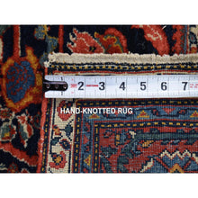 Load image into Gallery viewer, 4&#39;7&quot;x6&#39;9&quot; Navy Blue, Antique Persian Tabriz Full Pile ,Clean and Soft to the Touch, Rare Mustaffi Design, Pure Wool, Hand Knotted Oriental Rug FWR483030