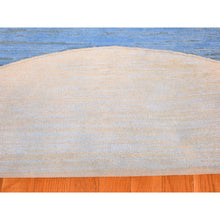 Load image into Gallery viewer, 6&#39;1&quot;x6&#39;1&quot; Baby Blue, Overdyed Stripe Design With Texture Wool, Hand Knotted, Round Oriental Rug FWR483138
