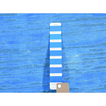 Load image into Gallery viewer, 6&#39;1&quot;x6&#39;1&quot; Baby Blue, Overdyed Stripe Design With Texture Wool, Hand Knotted, Round Oriental Rug FWR483138