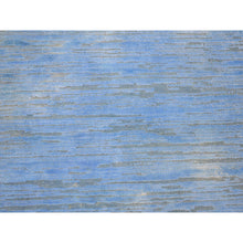 Load image into Gallery viewer, 6&#39;1&quot;x6&#39;1&quot; Baby Blue, Overdyed Stripe Design With Texture Wool, Hand Knotted, Round Oriental Rug FWR483138