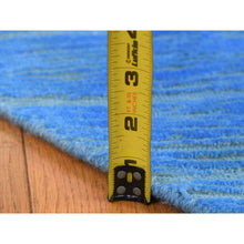 Load image into Gallery viewer, 6&#39;1&quot;x6&#39;1&quot; Baby Blue, Overdyed Stripe Design With Texture Wool, Hand Knotted, Round Oriental Rug FWR483138