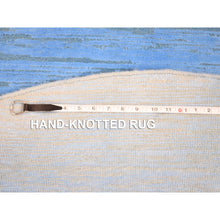 Load image into Gallery viewer, 6&#39;1&quot;x6&#39;1&quot; Baby Blue, Overdyed Stripe Design With Texture Wool, Hand Knotted, Round Oriental Rug FWR483138
