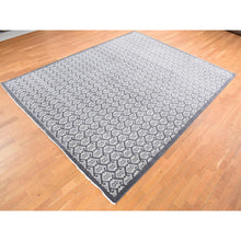 Load image into Gallery viewer, 9&#39;x12&#39; Silver Gray, Paisley Design Turkish Knot, Pure Wool Hand Knotted, Oriental Rug FWR483150