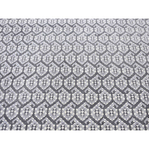 9'x12' Silver Gray, Paisley Design Turkish Knot, Pure Wool Hand Knotted, Oriental Rug FWR483150
