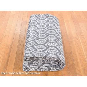 9'x12' Silver Gray, Paisley Design Turkish Knot, Pure Wool Hand Knotted, Oriental Rug FWR483150