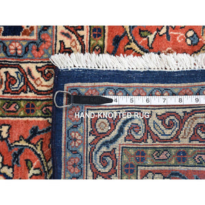 9'2"x12' Midnight Blue, New Persian Kashan All Over Design, Organic Wool Hand Knotted, Oriental Rug FWR483168