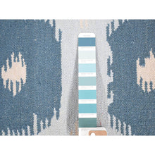 Load image into Gallery viewer, 2&#39;5&quot;x6&#39; Light Turquoise, Extra Soft Wool Hand Woven, Kilim Geometric Design Flat Weave, Reversible Runner Oriental Rug FWR483210