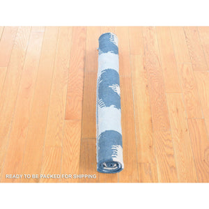 2'5"x6' Light Turquoise, Extra Soft Wool Hand Woven, Kilim Geometric Design Flat Weave, Reversible Runner Oriental Rug FWR483210