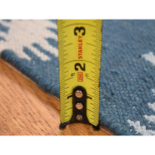 Load image into Gallery viewer, 2&#39;5&quot;x6&#39; Light Turquoise, Extra Soft Wool Hand Woven, Kilim Geometric Design Flat Weave, Reversible Runner Oriental Rug FWR483210