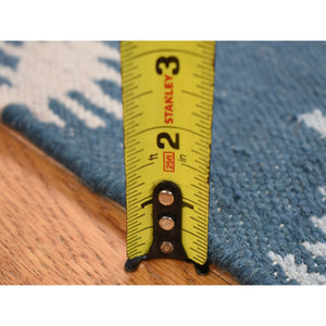 2'5"x6' Light Turquoise, Extra Soft Wool Hand Woven, Kilim Geometric Design Flat Weave, Reversible Runner Oriental Rug FWR483210