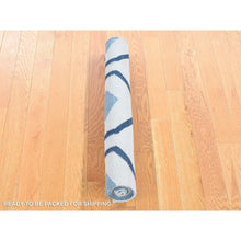 Load image into Gallery viewer, 2&#39;7&quot;x6&#39; Beau Blue, Kilim Geometric Design Flat Weave, Pure Wool Hand Woven, Reversible Runner Oriental Rug FWR483216